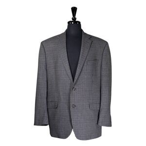 Ralph Lauren Mens Blazer Gray Blue Check 100% Wool Lined Jacket Sport Coat 44R